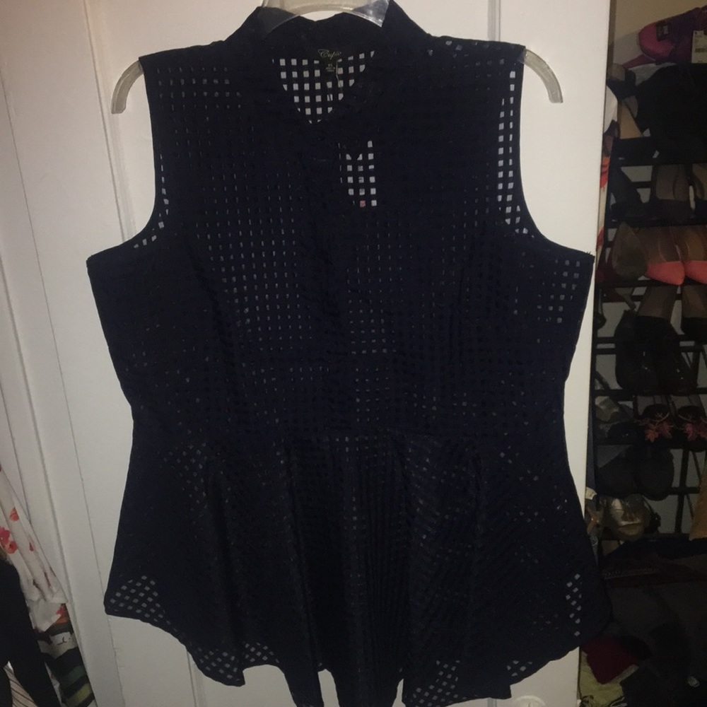 Sleeveless Navy Peplum Blouse